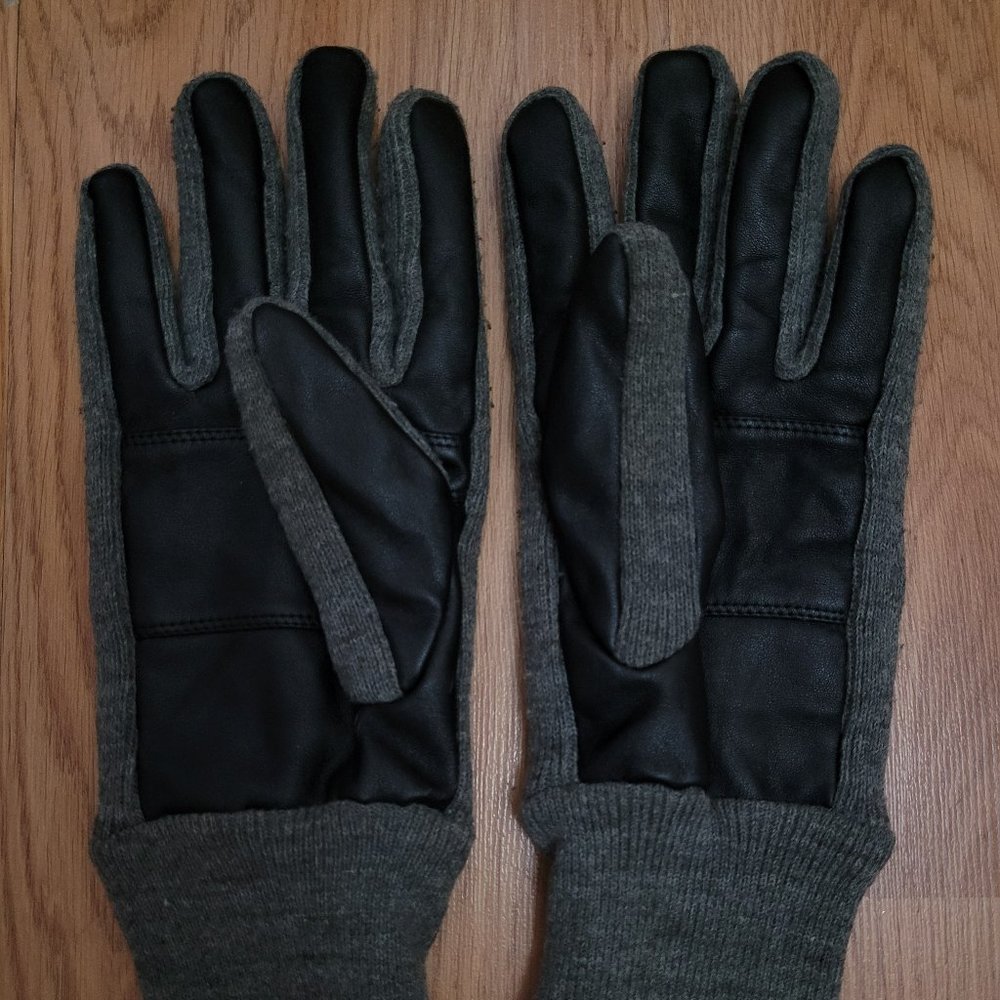 H&M Gloves men Warm Wool Black Gray
